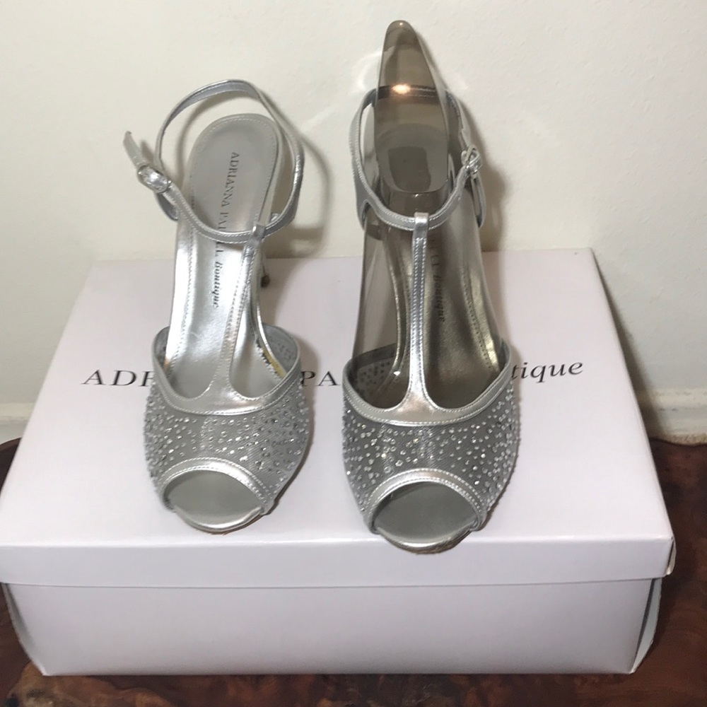 Adrianna Papell Boutique silver evening shoe
